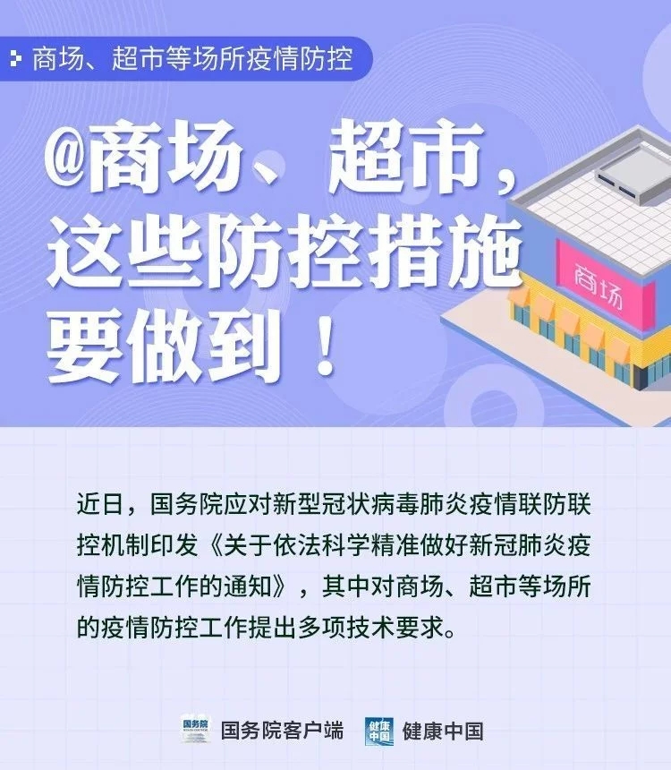 【热点回应】商场,超市等场所疫情防控指南